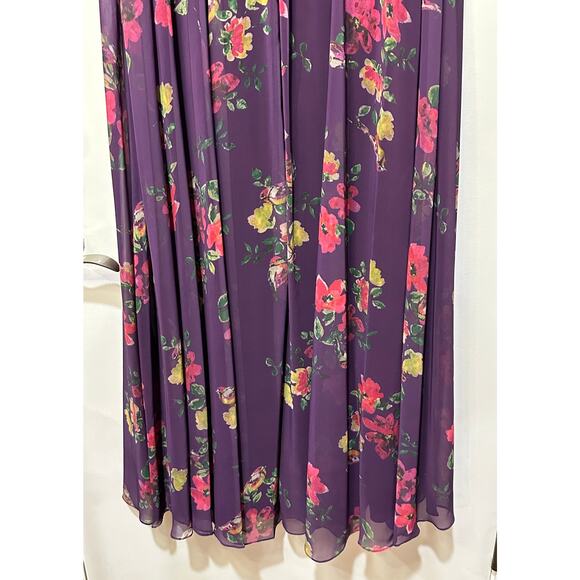 Mac Duggal Long Sleeve Ruched Top Deep V-Neckline Gown Purple Size 10 NWT #68558 - Picture 14 of 16